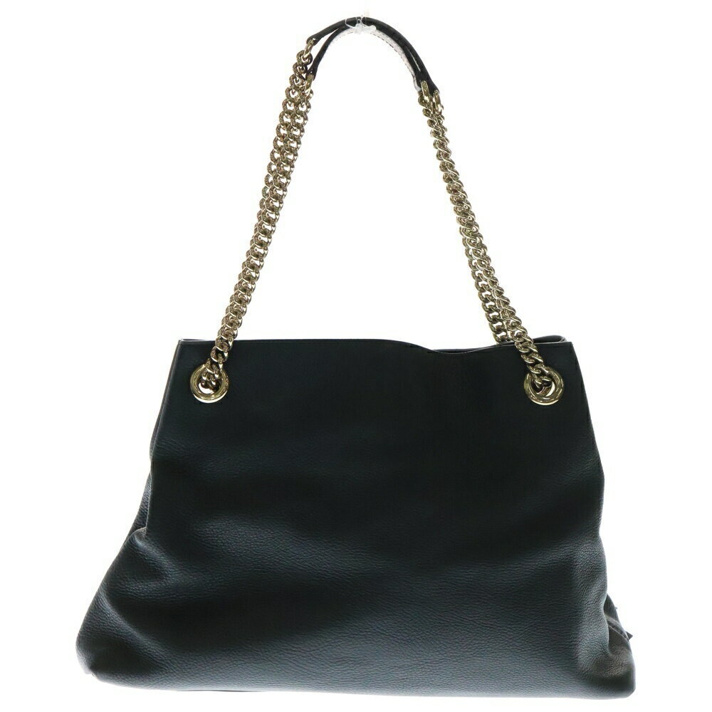 Gucci Bag Leather GG Interlocking Tote Chain Black Fringed Soho